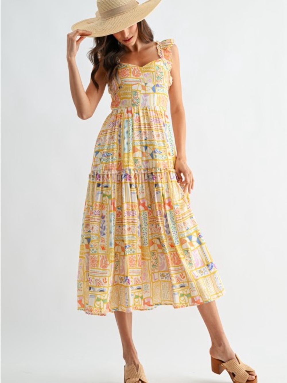 Camellia Patchwork Midi Dress